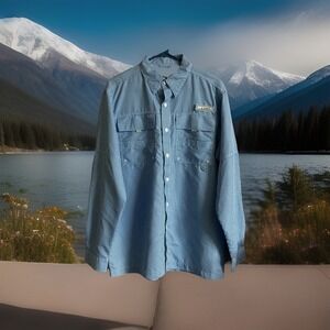 Habit Blue Check Mens Shirt Sz Medium Long Sleeve 40 + Solar Factor NWOT